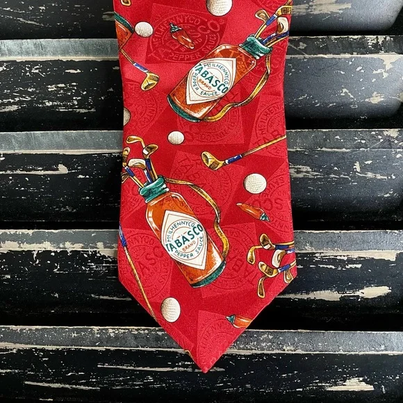 TABASCO Men’s Tabasco Bottle Golf Bag 100% Silk Novelty Neck Tie - Picture 4 of 7